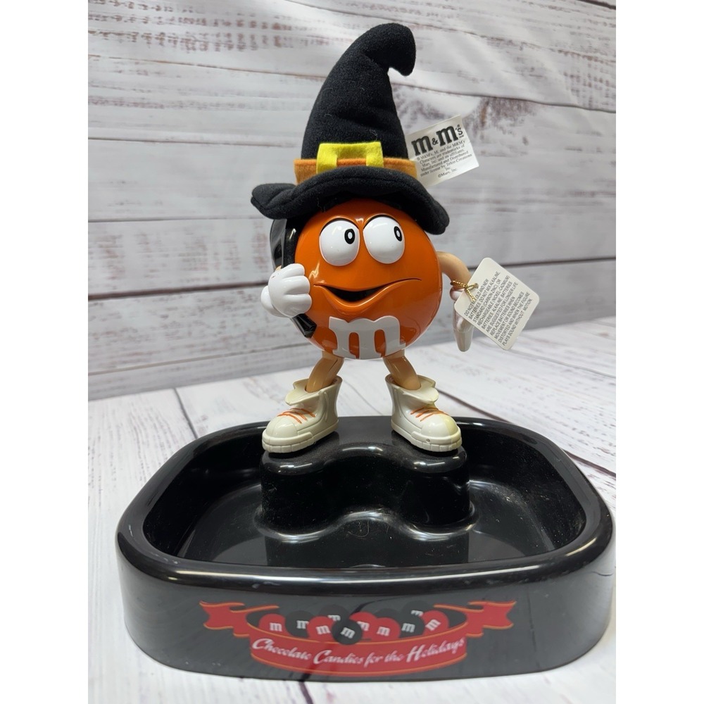 VTG M&M's Halloween Candy Dish Orange Witch 1999 Talks - Works!!!